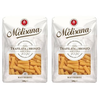 la Molisana 茉莉 石臼碾磨 義大利水管麵 NO.37，杜蘭小麥石臼慢磨製粉，羅馬特色麵點，表面溝紋設計中空, 500g, 2包
