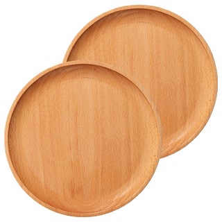 小麥購物 日系原木托盤 圓款, 原木色, 2個