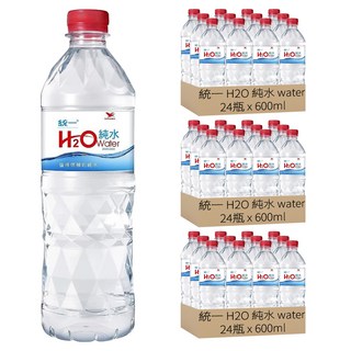 統一 H2O 純水 water 純水, 600ml, 72瓶