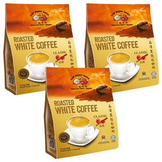 CAP BUAH NAGA 火龍果牌 南洋炭燒白咖啡 三合一 經典原味, 40g, 15包, 3袋