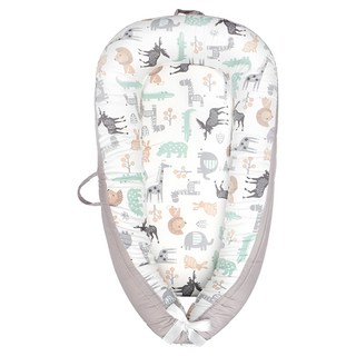 Vanibaby 嬰兒床中床 床圍枕芯+布套+高密度床墊 4cm厚床墊, 82 x 47 x 10cm, 北歐動物 白色