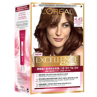 L'OREAL PARiS 巴黎萊雅 台灣公司貨 Excellence Creme 優媚霜三重護髮染髮霜組, 4.45 紅茶棕, 1組