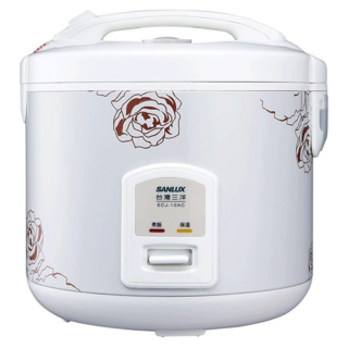 SANLUX 台灣三洋 ECJ-10AC 電子鍋 不沾黏塗層內鍋 可拆式集水盒, 白色