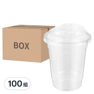 Tamsaa 透明PET冷飲杯 + 就口杯蓋, 410ml, 100個