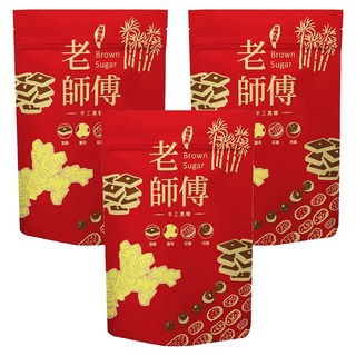 老師傅 黑糖玫瑰四物茶磚, 500g, 1入, 3袋