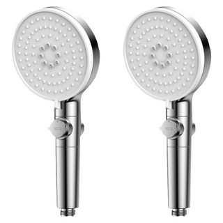 咪咪購物 五檔大面板浴室蓮蓬頭/加壓增壓蓮蓬頭/淋浴蓮蓬頭/可調節花灑, 2個, 銀色