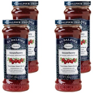 ST.DALFOUR 聖桃園 草莓果醬 法國原裝進口 100%純水果 無添加蔗糖, 284g, 4罐