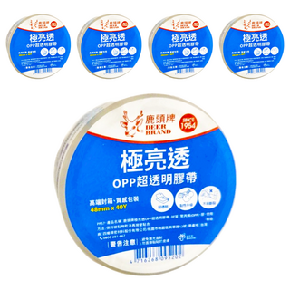 DEER BRAND 鹿頭牌 OPP超透明膠帶 高透光度 黏性強勁 耐用不易掉, 透明色, 5捲