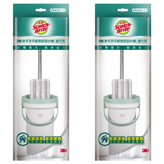 3M Scotch-Brite 百利 免手洗平板拖把刮水桶補充布, 2個
