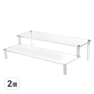 收納部屋 壓克力展示架 2層 40cm 透明色 - 公仔展示架/階梯展示架/桌上收納, 2個