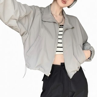 立領短版防風外套 聚酯纖維材質