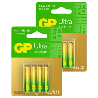 GP Batteries 超霸 Ultra 鹼性電池 AAA 4號, 8顆, 2組