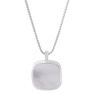 MARIGOLD 美爾朵 幸運映照方形母貝項鍊 銀色 鍊長40.5cm 延長鍊4cm, 鍊長40.5cm, 延長鍊4cm