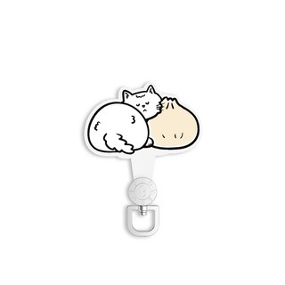 OVERDIGI 360旋轉掛繩墊片-TF小籠貓 適用於市面上全包式硬質背板手機殼, 小籠貓 白色, 1個