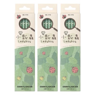 SIMBALION 雄獅 小瓢蟲三角塗頭HB鉛筆 12支, 1170-HB, 36支