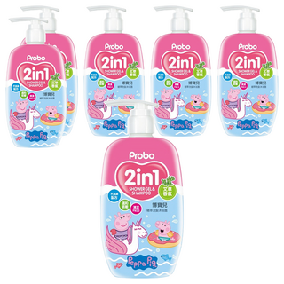 Probo 博寶兒 植萃洗髮沐浴露 2合1 艾草香氛 溫和低敏配方, 500ml, 6瓶