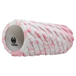 Tumaz 月熊 硬度65D波浪型按摩滾筒，舒緩筋膜，軟硬適中，環保材質，回彈性佳，不易變形，容易清潔, 草莓優格粉, 1個, 33 x 14cm