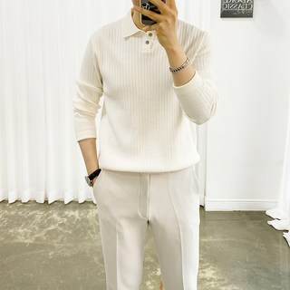 ADORE CLASSIC 羅紋鈕扣領羊絨長袖針織衫