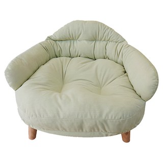 WOWWOW 寵物沙發椅 貓床狗床 保暖窩可拆設計 奶油綠, 小號M, 1個