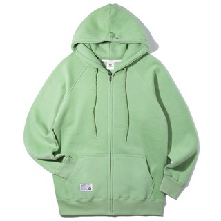 ALVINCLO 素色刷毛連帽拉鍊外套