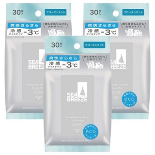SHISEIDO 資生堂 SEA BREEZE 冰涼薄荷 爽身濕紙巾, 30張, 3包