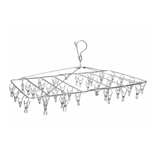 E.City 不鏽鋼防風扣長形曬衣架44夾, 銀, 61.5 x 34cm