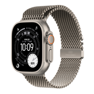 Apple 2025 Apple Watch Ultra3 原色鈦金屬, GPS + 行動網路, L原色鈦金屬米蘭式錶環, 49mm
