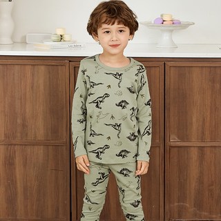 moi n du 孩童恐龍圖案9分袖T恤+長褲