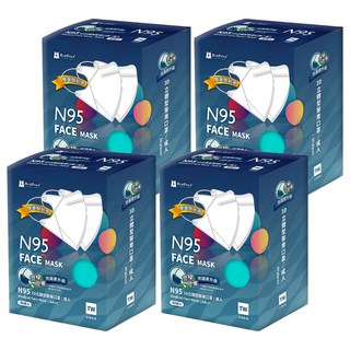 BLUE EAGLE 藍鷹牌 成人N95立體型醫用口罩 鼻樑壓條款, 花青綠, 50片, 4盒