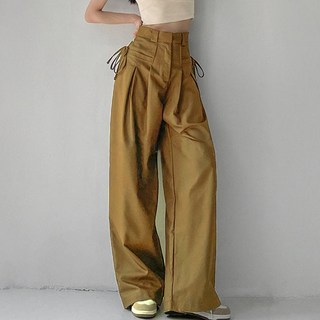 MEICHEL 女款側邊蝴蝶結後鬆緊帶寬褲 04841