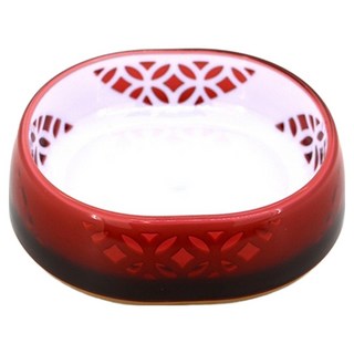 CattyMan 貓用日式禪風碗, 胭脂紅, 1個