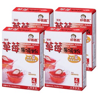 FAIRSEN 惠昇食品 好媽媽 草莓果凍粉 濃郁草莓香氣 做法簡單不用烤箱 口感綿密厚實 全素可食, 75g, 4盒