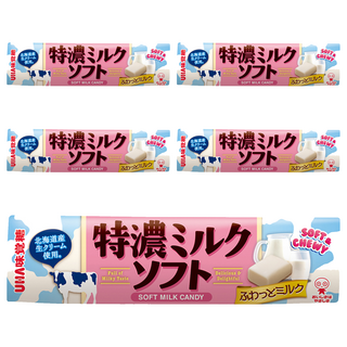 UHA 味覺糖 特濃牛奶味軟糖 50g (香濃牛奶風味 Q彈口感 獨立包裝), 5條