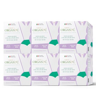 ORGANYC 헤비 플로우 생리대 날개형, 중형, 10개입, 6개
