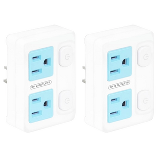 Dr.AV 聖岡科技 節電2開2插分接器 按壓式 阻燃防火PC外殼, 8.6cm, 白色 + 藍色, 2個