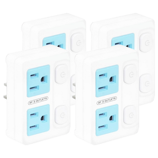 Dr.AV 聖岡科技 節電2開2插分接器 按壓式 阻燃防火PC外殼, 8.6cm, 白色 + 藍色, 4個