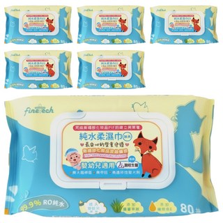 釩泰純水柔濕巾 平紋, 6包, 80張