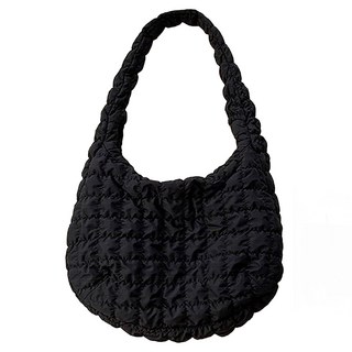 PEONIST Daily25 大尺寸絎縫斜背包, 黑色的