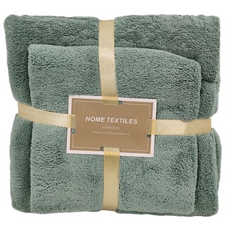 珊瑚絨毛巾浴巾組 C299 334g, 森林綠, 1組