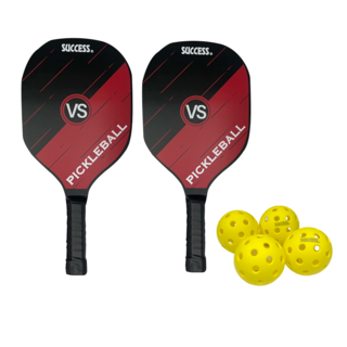 SUCCESS 成功 匹克球拍組 優質楊木 2個拍+4個球 入門款, 紅色, 1組