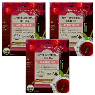 Vilson 米森 蘋果覆盆莓茶, 無咖啡因, 三角立體茶包, 德國原裝進口, 4g, 8包, 3盒