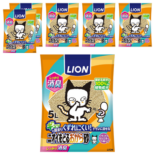 LION 獅王 除臭豆腐砂 5L 易溶於水 可沖馬桶, 6包