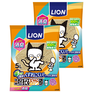 LION 獅王 除臭豆腐砂 5L 易溶於水 可沖馬桶, 2包