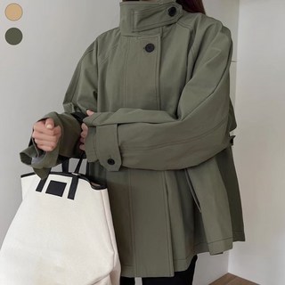 MEICHEL 寬鬆版型高領風衣外套 04774