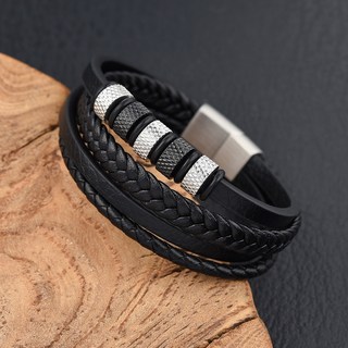 Buddhabest 男士金屬皮革多層手鍊