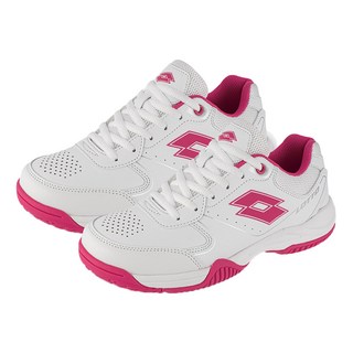 LOTTO 樂得 SPACE 600 全地形網球鞋 女用 LT3AWT8583, 25.5cm, 白色 + 桃紅色, 白色/桃紅色