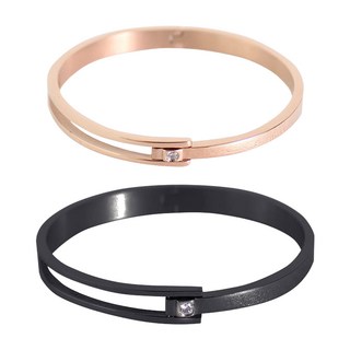 RADIANT STAR 璀璨之星 一見傾心 1 + 1 鏤空鑽心情侶手環手鐲禮盒 鈦鋼 ATS044