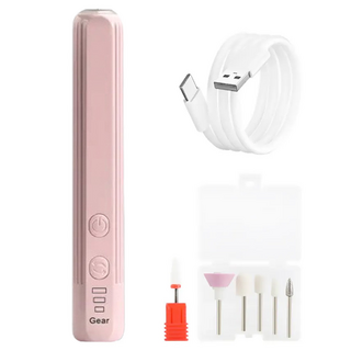 電動美甲打磨器 USB充電式 附卸甲 修甲 拋光 去死皮磨頭 粉色, 1支
