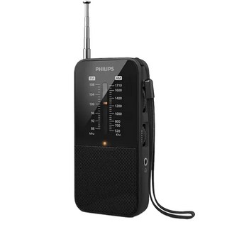 PHILIPS 飛利浦 經典便攜型隨身收音機 11.8 x 5.6 x 2.2cm 1個, TAR1509, 黑色