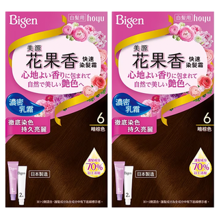 Bigen 美源 花果香快速染髮霜 濃密乳霜質地 染髮劑, 6暗棕色, 2盒